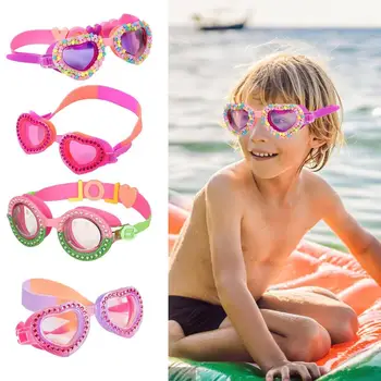 Водоустойчив детски очила за плуване във форма на мультяшного на сърцето, предпазват от замъгляване, Очила за тренировки по плуване за деца, подаръци за деца