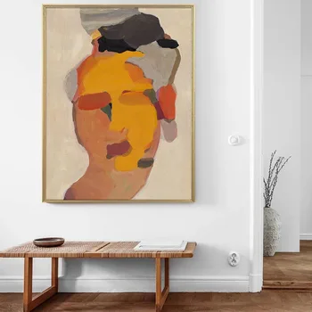 Абстрактно изображение на човешко лице, истинската текстура на ръчно изработени, платно, живопис, Абстрактна фигура, боядисани стени, платно, изкуство без рамка