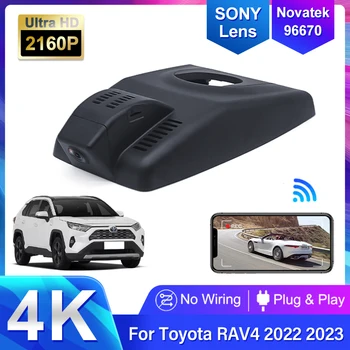 Автомобилен Видеорекордер Wifi, Video Recorder Dash Cam Камера за Toyota RAV4 Deluxe General Models 2022 2023 4K HD 2160P Кабел чистачки един dashcam