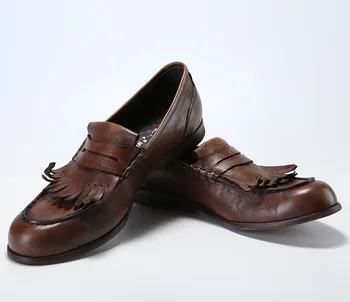 Луксозни мъжки модел обувки от естествена кожа, Висококачествен Италиански дизайн, Работни обувки, ръчно изработени Сватбени обувки За мъже