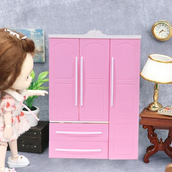 Новият хечбек с Розово модерен набор от игри за гардероб Barbi Furniture, в който може да сложите обувки, дрехи, аксесоари, играчки за момичета, 1БР
