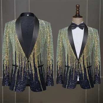 M-XXXL 2023 Нов мъжки монтиране костюм с пайети, яке за подиум, костюм за изяви на модния подиум, мъжки костюм водещ театрален изпълнения на певицата
