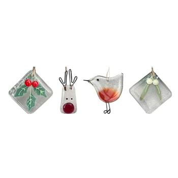 Стъклена украса за Коледната елха, Метално Окачване, Прозрачна Висулка във формата на Птица, Коледна Украса за дома на Нова Година