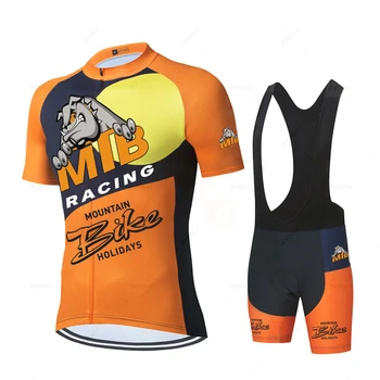 Нов комплект фланелка за колоезденето с кучето 2023 г., Дишаща велосипедна дрехи, дрехи за езда, Спортен комплект за колоезденето с къс ръкав, Ropa Ciclismo