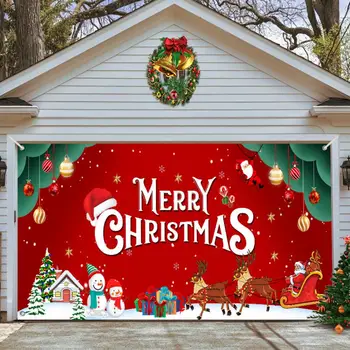 Коледна Вратата На Гаража Коледа Подарък Кутия С Принтом Коледен Фон