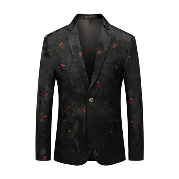 Мъжки бизнес всекидневен костюм голям размер сезон Пролет-есен 2023, черен едно парче малък костюм