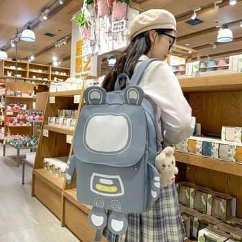 Сладки мультяшные раници, училищна чанта за робот-студент, водоустойчив найлонов раница за тийнейджър, училищна чанта за студенти с голям капацитет, пътна чанта