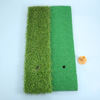 Тренировъчен подложка за игра на голф 2 в 1, изкуствена трева морава с тройником, на улицата, за да проверите за обучението голф в задния двор, здрав 30x60 см