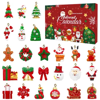 Комплект Коледни орнаменти от 24 теми, Окачен Декор за парти, Адвент-календар, Играчки, тематични окачване за възрастни