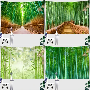 Избор на Художественото оформление на стаите в хипи в общежитието Зелен Бамбук Гоблен горски Природни Пейзажи Пейзаж На стената