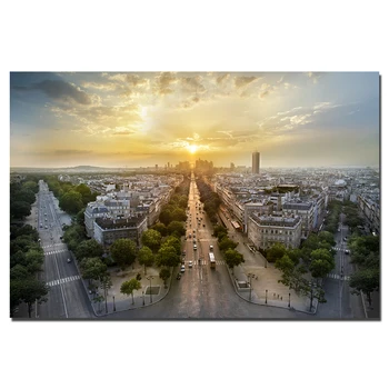 Плакати La Defense градски пейзаж на Париж, платно, плат, Тъканно печат, Картини за дома, Стенно изкуство, Живопис