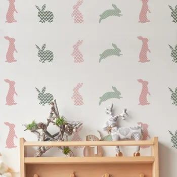 Забавни цветни стикери от зайци Консистенция на Сладък Животни Стикер на стената Cartoon НАПРАВИ си сам Стикер на оформлението на стъкло PA370