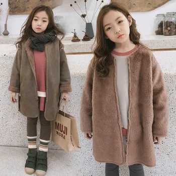 Зимни детски дрехи 2019 г., нова Корейска палта за момичета, модни вълнена горна дреха