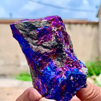 Натурален цветна проба минерал Chalcopyrite Calci Crystal ClustRare Исцеляющий