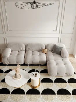 Модерен минималистичен текстилен диван за хол, лесен луксозен диван за трима души