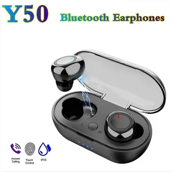 TWS Y50 Bluetooth Слушалки Безжични слушалки Водоустойчиви слушалки с дълбоки бас стерео слушалки Спортни слушалки в ушите