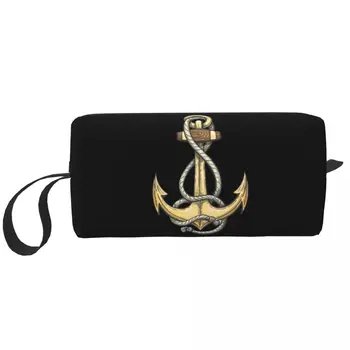 Пътна чанта за тоалетни принадлежности с морска котва, Органайзер за козметика грим Моряк Приключенски, дамски чанти за съхранение на козметика, калъф за набиране Dopp