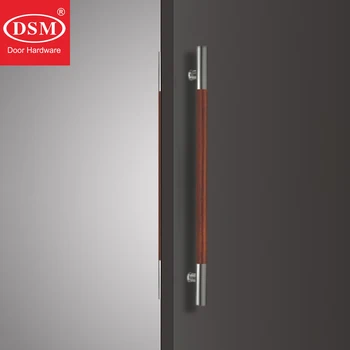 Дръжката на входната врата на DSM изработени от неръждаема стомана 304 и масивно дърво за врати от дърво, стъкло, мед, алуминиеви сплави PA-215