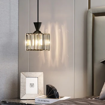 Луксозен кристална окачен лампа за спални Тавана лампа за кухненски остров Подвесное осветление Crytsal Модерна подвесная лампа-полилей