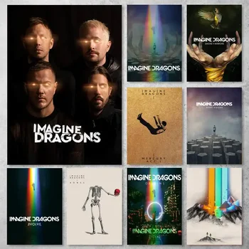 Плакат на група Imagine Dragons, Щампи плакати, Стенни пана, украса за всекидневната, къщи, Малки