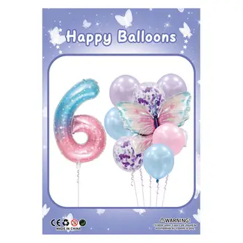 Цветни латексови балони за партита с пеперуди Ярък набор от балони с цифри пеперуди за универсална за рожден Ден за детски партита