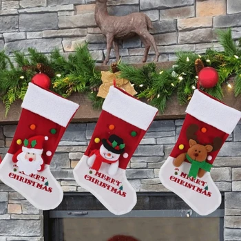 Празнични Коледни чорапи с 3D анимационни герои, големи чорапи, подарък чанта за съхранение на детски подарък за празнична украса, декор