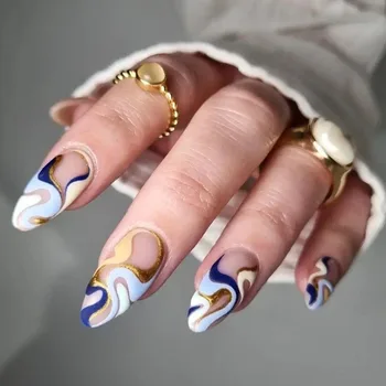Носене маникюр, френски режийни ноктите, са Подвижни, краищата на ноктите с пълно покритие на Свети Валентин, Бадем режийни нокти за жени