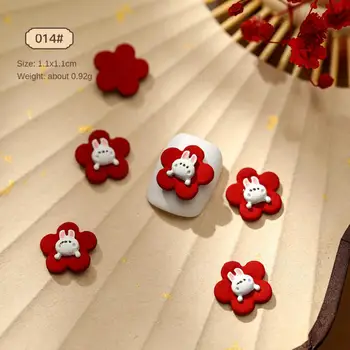 Бижута от диамантения сплав в китайски стил за нокти Червен Празничен Национален цвете във формата на сърце Fortune Лък от райска ябълка Аксесоари за нокти