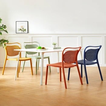 Стол за грим с облегалка в европейски стил, Творчески дизайн, кух пластмасов стол за хранене, стол за почивка на открито