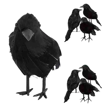 Имитация на Черни Гарвани Модел на животното Изкуствена Гарван, Черна птица, Гарван Подпори Страшно украса за партита, за да проверите за Хелоуин