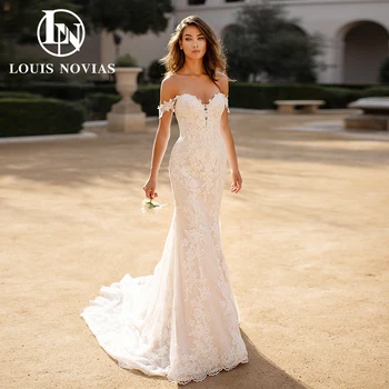 Сватбени рокли на Русалка LOUIS NOVIAS за жени 2024, Стилна Сватбена рокля-тръба от органза с бродерии във формата на сърце, Vestidos De Новия