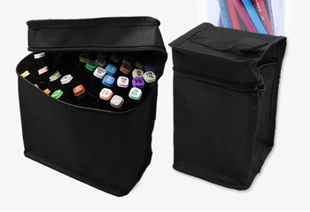 Многофункционална черна сгъваема маркерная дръжка голям капацитет, платно молив случай, чанта за съхранение на химикалки, калъф за маркер с 36/48/60/80 дупки
