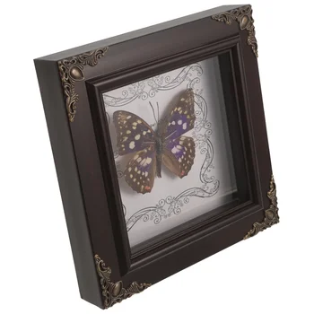 Витрина с образци от пеперуди в рамка, украса за работния плот с пеперуди в дървена рамка