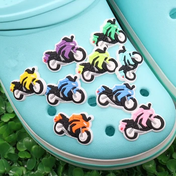 1-9 бр. Цветни Мотоциклети от PVC, Обувки, Аксесоари, мъжки чехли, украса за гривна, подарък за рожден ден Croc Jibz