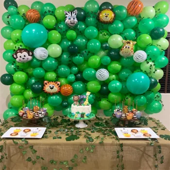 40 бр., Набор от балони със зелени джунгли, балони с Конфети, Горското Сафари, Декор за парти в чест на рождения Ден на Животните, Подаръци за детската душа за момчета.