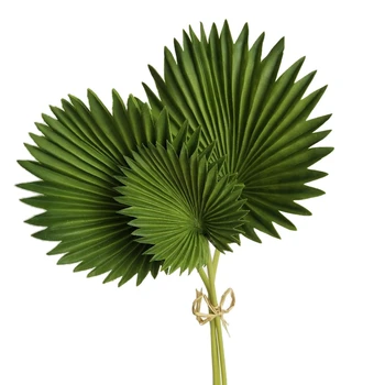 3 бр. Букет от изкуствени палмови листа, Зелени пластмасови изкуствени растения, имитиращи Листа, Цветя договореност, Украса за дома