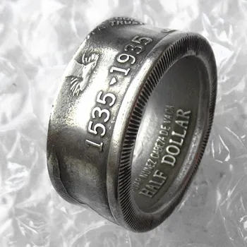 Пръстен с монета в полдоллара от медно-никелевого сплав ръчно изработени 1935 г. съобщение 