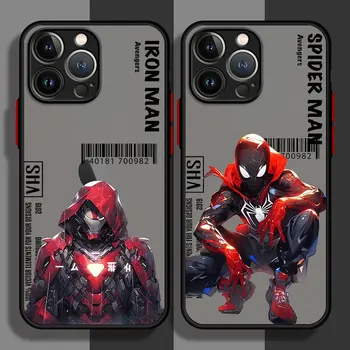 Marvel Отмъстителите Heroes Калъф за Телефон iPhone 15 Pro Max 12 Mini 14 Plus XR X 7 8 11 Plus Pro 13 XS Max във формата На Миди Меко Матово покритие