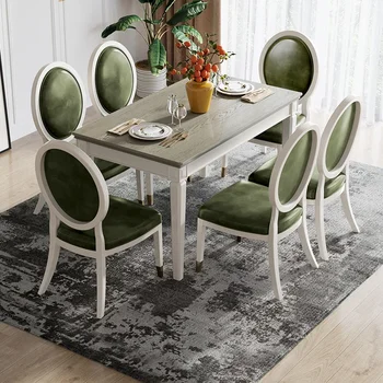 Набор от места за хранене столове и маси от масивно дърво XK в американски стил, правоъгълна маса, маса за хранене за малък апартамент, дом, маса за хранене