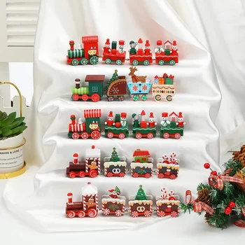 Коледна украса от Дървен влак Весела Коледа Декорация на дома, 2023 Коледен Подарък Навидад Noel Детски играчки Щастлива Нова година 2024
