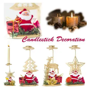 Коледна украса за свещници от ковано желязо, Коледна украса плотове, Свещник, декор за декорация на дома F6D5
