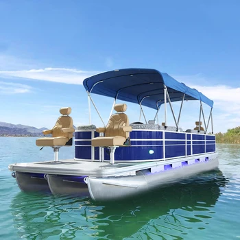 Одобрен CE риболовен катер Tritoon за партита, круизен лайнер за Lake River Life