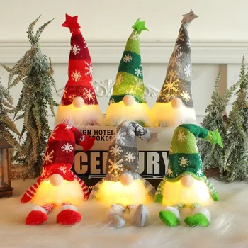 Нова Коледна сцена, подпори за костюми, светещи светлини, Седнала вяжущая украса за кукли горски човек