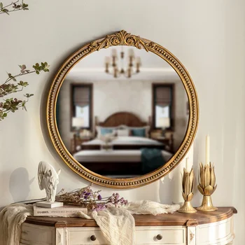 Ретро-овално огледало за баня на европейското изкуство, подвесное огледалото на входа на къщата, стенно декоративно огледало за баня