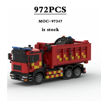 MOC Speed Champion MOC-97347 Пожарната Команда Първичен Двигател Играчка Градивен елемент на Модел 972 бр. Модел Камион Подарък За Рожден Ден Подарък за Коледа