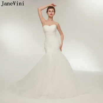 JaneVini Елегантен Тюл Mariage Прости сватбени рокли на Русалка, сватбени рокли големи размери, придворен струята, Vestidos De Novias