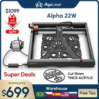 Безплатен данъчен лазерен гравиране машина Бърза доставка от склад в Бразилия Гравьор за метал с ЦПУ, а приложение за управление на Algolaser Alpha 22W