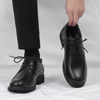 Черна кожена Мъжки обувки бизнес официалната облекло Casual есен мъжки кожени обувки на малкия и големия размер Мъжки обувки 45 46 Si