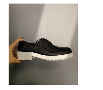 Нови модни Обувки Дерби от естествена кожа, Ръчна изработка с високо берцем Официалната Бизнес Обувки от черна дантела-мъжки обувки