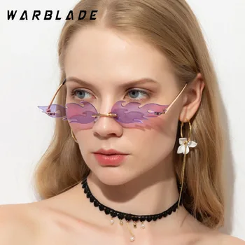 2023 Луксозни Модни слънчеви очила Fire Flame UV400, дамски слънчеви очила без рамки, метални нюанси за пури в ограничени бройки женски огледално-рефлексни точки